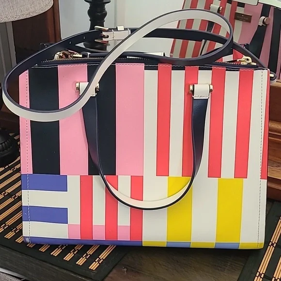 Kate ♠️ Striped leather bag - Picture 5 of 17